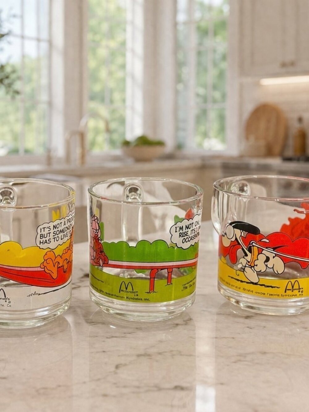 Vintage 1978 McDonald’s Garfield Glass Mugs Set of 4 in Excellent Condition